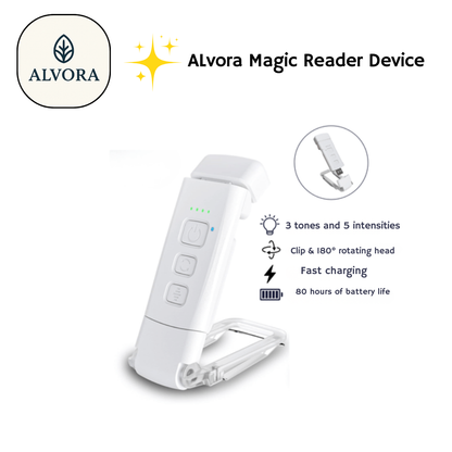 Alvora ✨ Night Reading, Made Easier  Soft, focused light for late-night reading.