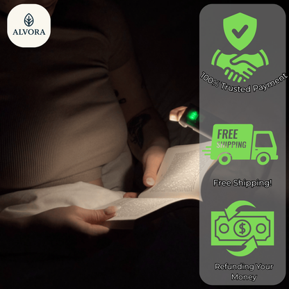 Alvora ✨ Night Reading, Made Easier  Soft, focused light for late-night reading.